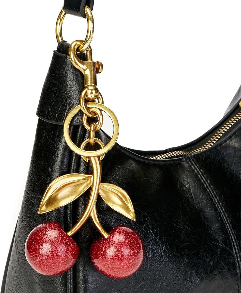 YDF Cherry Keychain Cute Bag Charm Women Leather Keyring Car Keys Gift Mother's Day Birthday Valentine's Purse Accessory - Image 1